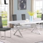 Anaya White Dining Table Chrome Base