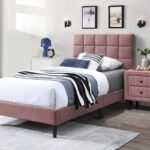 Aris Pink Linen Platform Bed