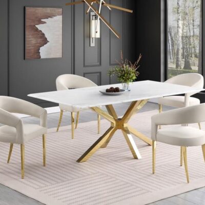 Dabny Marble Top Dining Table Gold Base