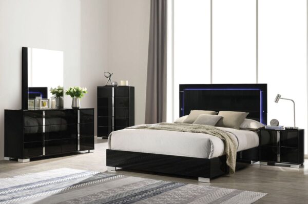 Dalyn Black Lacquer LED Bed