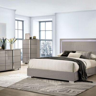 Dalyn Grey Lacquer Bed With LED Lights