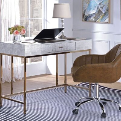 Orpha Silver Finish Modern Desk