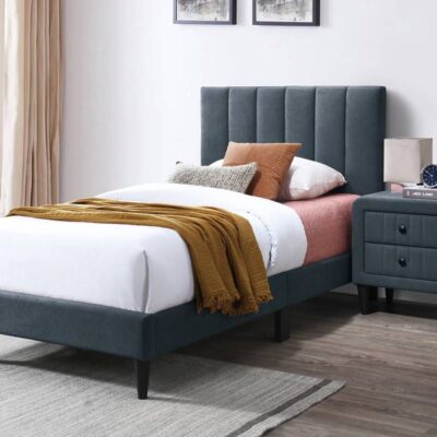 Roxanne Charcoal Linen Platform Bed