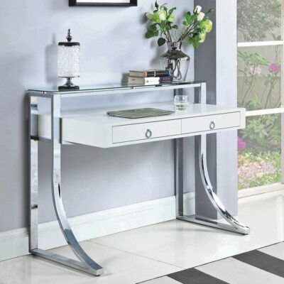 Willcox White Lacquer Modern Writing Desk